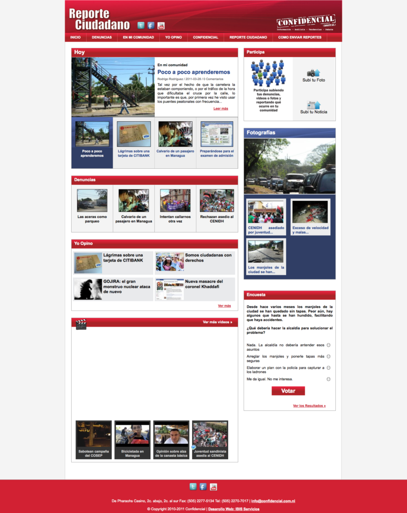 Screenshot of citizen journalism platform's interface Reporte Ciudadano